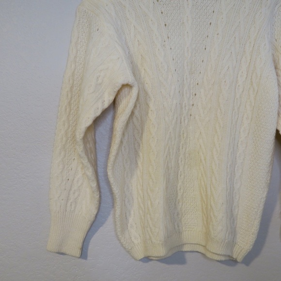 Vintage‎ Ann Taylor Cable Knit Wool Sweater Turtleneck Ivory Cream - Picture 2 of 12